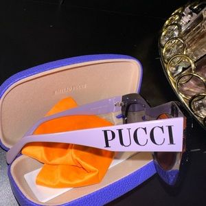 EMILIO PUCCI Lavender/Black Geometric Sunglasses.